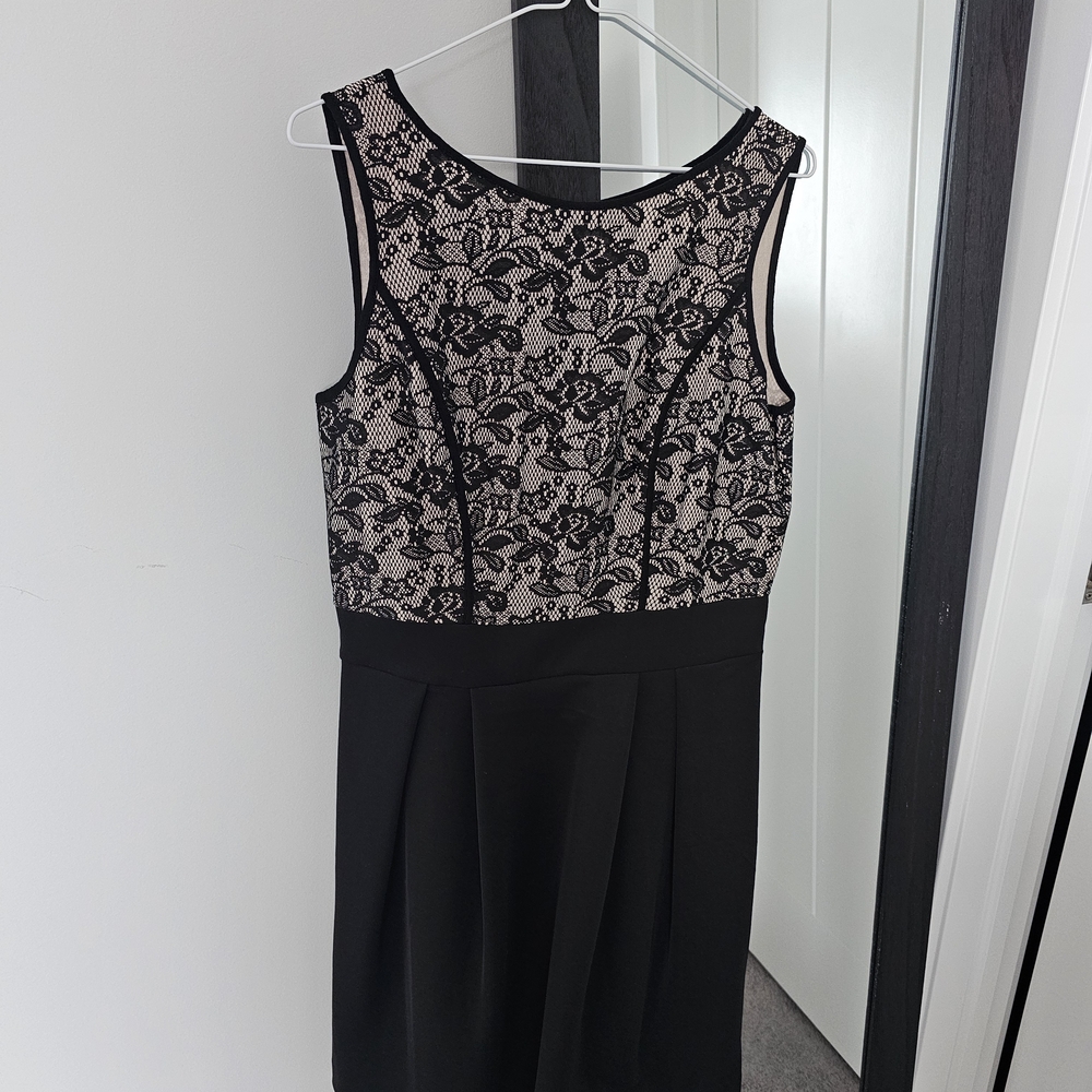 mark. Black and Cream Lace Midi Dress